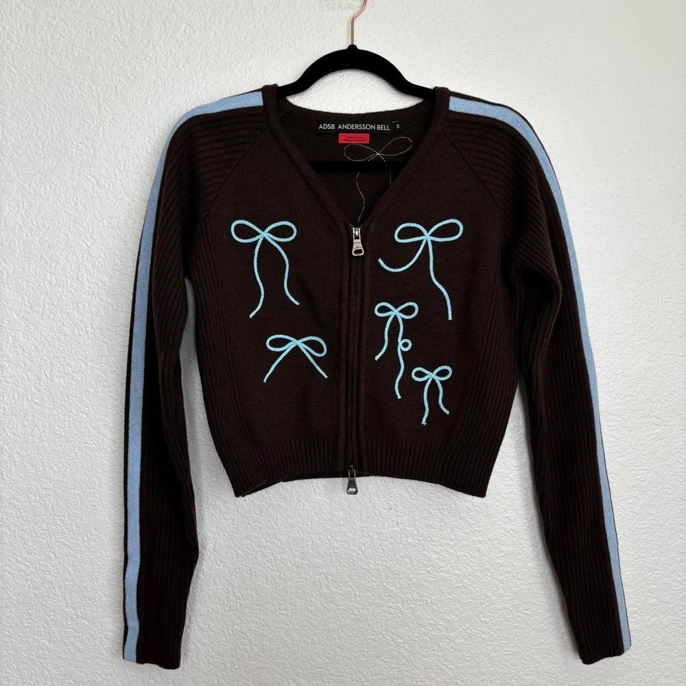 ADSB Andersson Bell Ribbon Embroidery Knit Cardigan Wool Cashmere Small